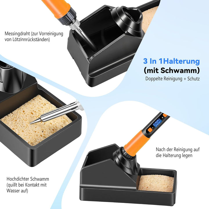 Lötkolben Set,90W Hochleistungs-Soldering Iron,LCD Digital Temperaturregelung 180-500℃,3 Lötspitzen