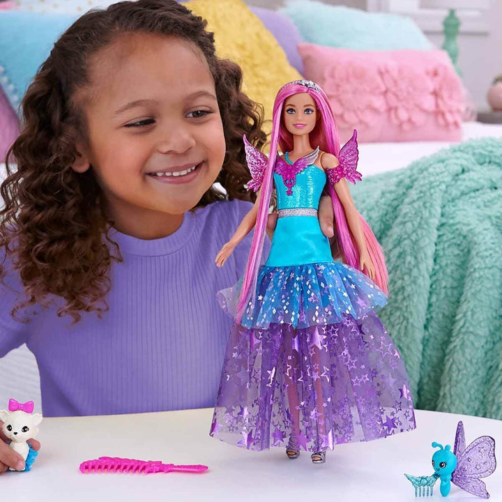 Barbie Ein Verborgener Zauber Puppe - Langhaarige Malibu Roberts Puppe mit schimmerndem Kleid, Zubeh