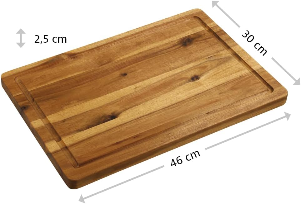 KESPER | Schneidebrett aus FSC®-zertifiziertem Akazienholz mit Saftrille, Masse: 46 x 30 x 2,5 cm |