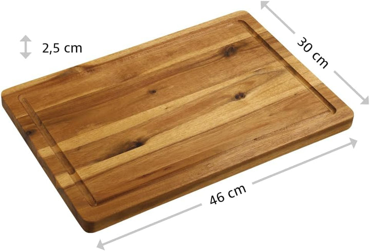 KESPER | Schneidebrett aus FSC®-zertifiziertem Akazienholz mit Saftrille, Masse: 46 x 30 x 2,5 cm |