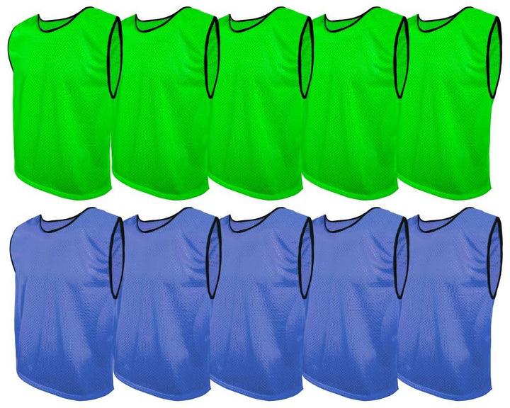 SPORTSBIBS Fussball Leibchen Set 10 Stück: 2 Farben - 5 von jeder Farbe, für Kinder und Erwachsene,