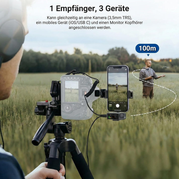 NEEWER CM36 Pro Drahtloses Mikrofon AI Geräuschunterdrückung, 48 kHz/32 Bit Float, 8GB Speicher, 85d