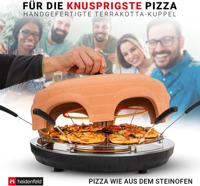 Heidenfeld Pizzaofen Pizzachef PO100 - Elektrischer Pizza Ofen - 1000 Watt - Pizzamaker inkl. Pizzas