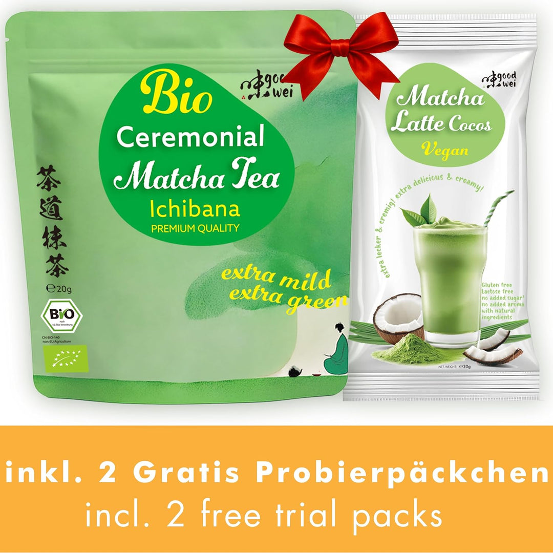 Goodwei Matcha-Set komplett mit hochwertiger Matcha Schale aus Keramik mit Ausgiesser, Matcha Besen