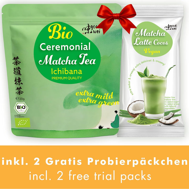 Goodwei Matcha-Set komplett mit hochwertiger Matcha Schale aus Keramik mit Ausgiesser, Matcha Besen