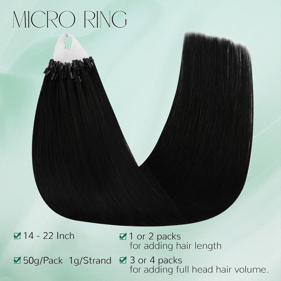 Easyouth Microring Extensions Schwarz Micro Ring Extensions Echthaar Remy Microring Haarverlangerung