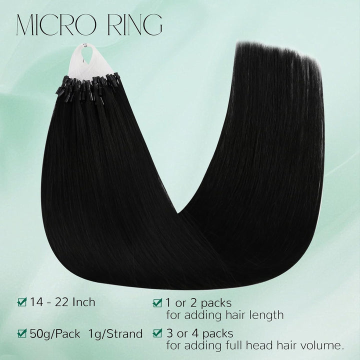 Easyouth Microring Extensions Schwarz Micro Ring Extensions Echthaar Remy Microring Haarverlangerung