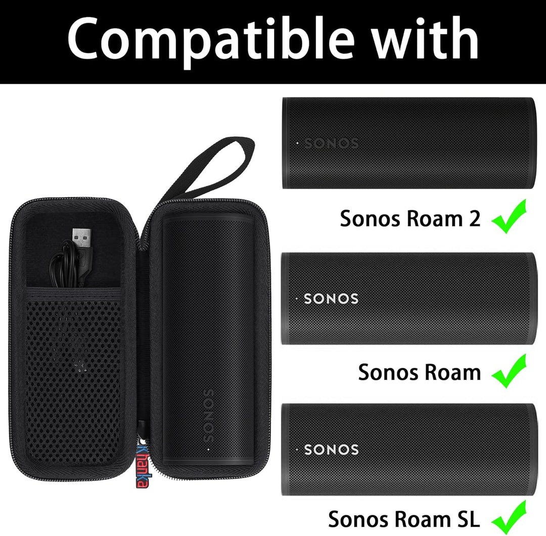 Khanka Hart Tasche für Sonos Roam 2/Roam/Roam SL WLAN WiFi Bluetooth Speaker Lautsprecher, Nut Tasch