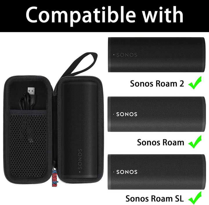 Khanka Hart Tasche für Sonos Roam 2/Roam/Roam SL WLAN WiFi Bluetooth Speaker Lautsprecher, Nut Tasch