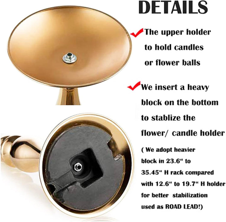 Nuptio Hochzeit Mittelstücke für Tische Vase – 2 Stück 70cm Hohe Goldene Vasen für Mittelstücke Blum