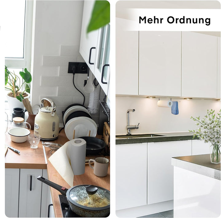 Küchenrollenhalter ohne Bohren | Hochwertiger Küchenrollen Halter | Küchen Organizer | Ideal für ZEW
