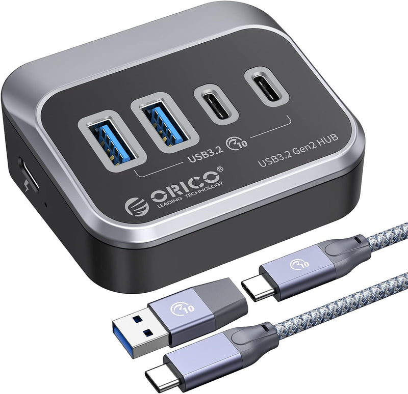 USB Hub 3.2 Gen 1, ORICO 4 Port USB C Hub auf 2 USB-A und 2 USB-C, 10Gbps Datenhub USB Verteiler, US