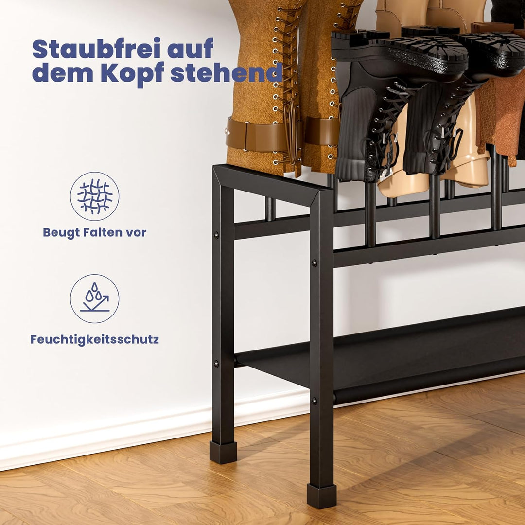 Mavivegue 2-in-1 Schuhregal Stehend Metall Schwarz - Freistehende Stiefelhalter, Kombinierbar & Sepa