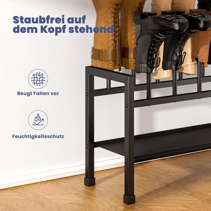 Mavivegue 2-in-1 Schuhregal Stehend Metall Schwarz - Freistehende Stiefelhalter, Kombinierbar & Sepa