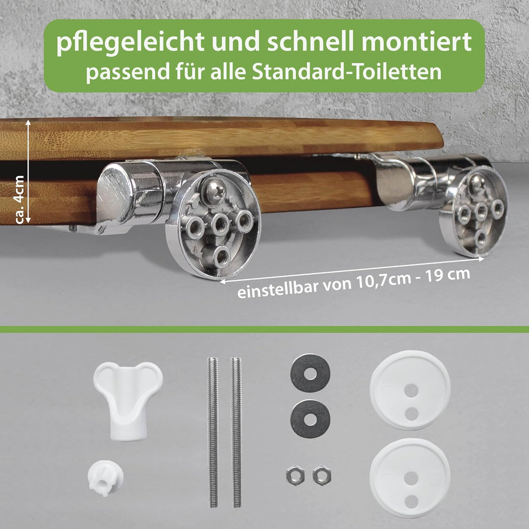 banjado Design WC Sitz Bambus Absenkautomatik 45,8x37,5cm - Toilettendeckel mit Absenkautomatik Holz