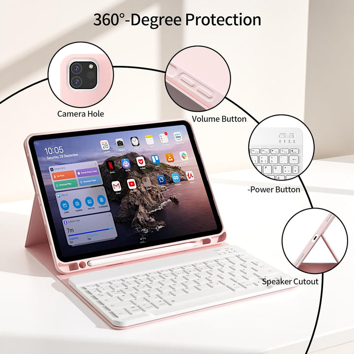 Hülle mit Tastatur für iPad Pro 11 4. / 3. / 2. Generation 2022/2021/2020 mit stifthalter, Magnetisc
