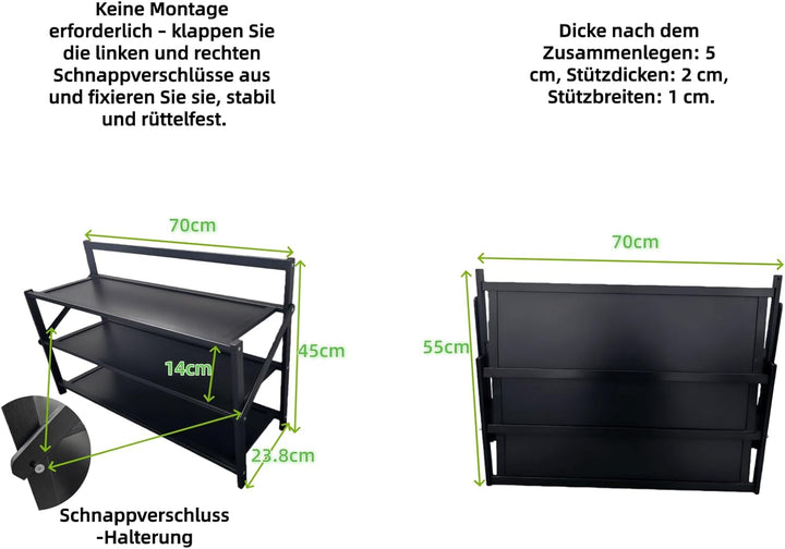 MAUAG Schuhregal, klappregal, tragbar, schuhregal klappbar,Wohnzimmer, Diele, ohne Installation,70cm