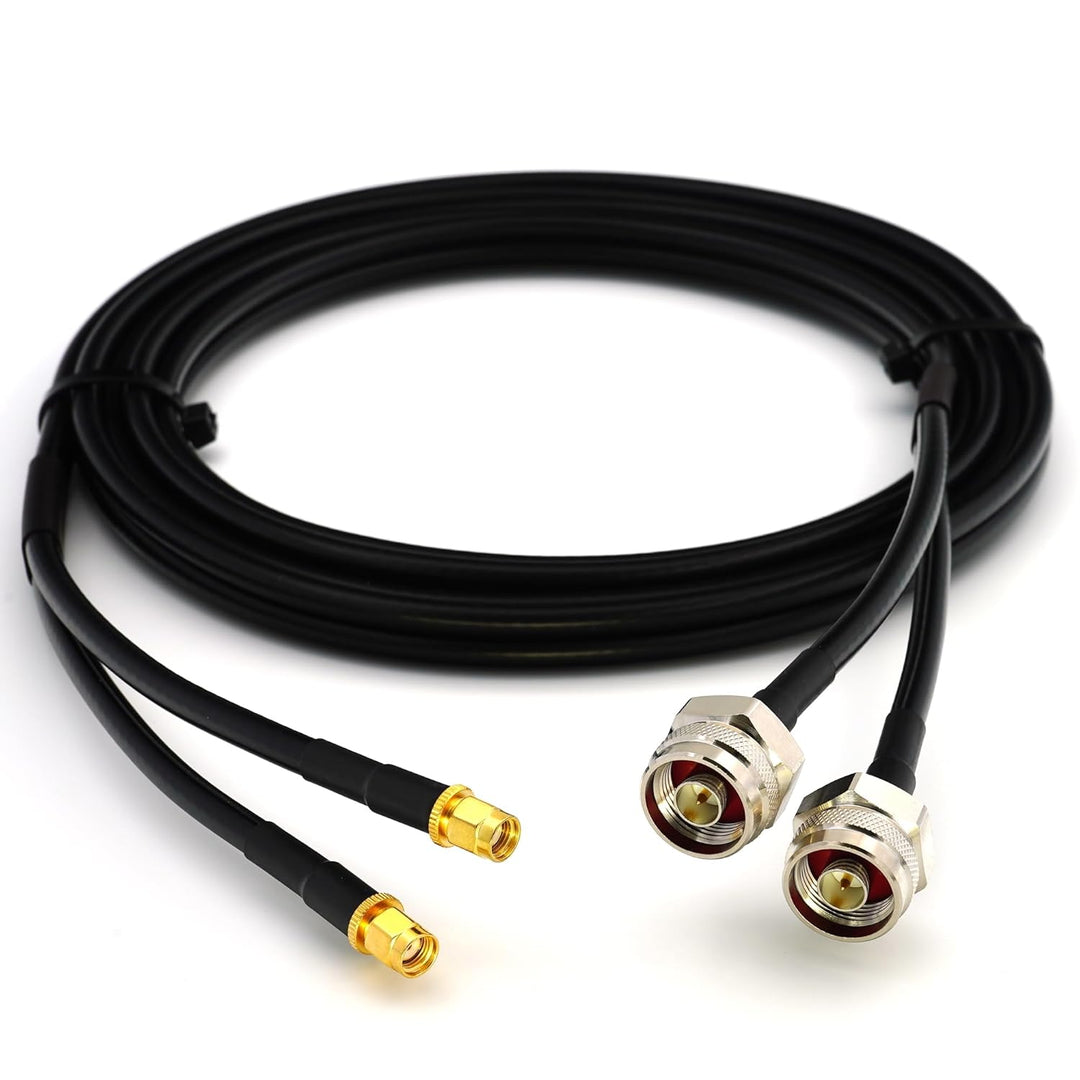 1m RP-SMA Stecker auf N Stecker (Hex Kopf) Doppel-Koaxialkabel — HF-240 (LMR 240 Äquivalent) Twin Ve