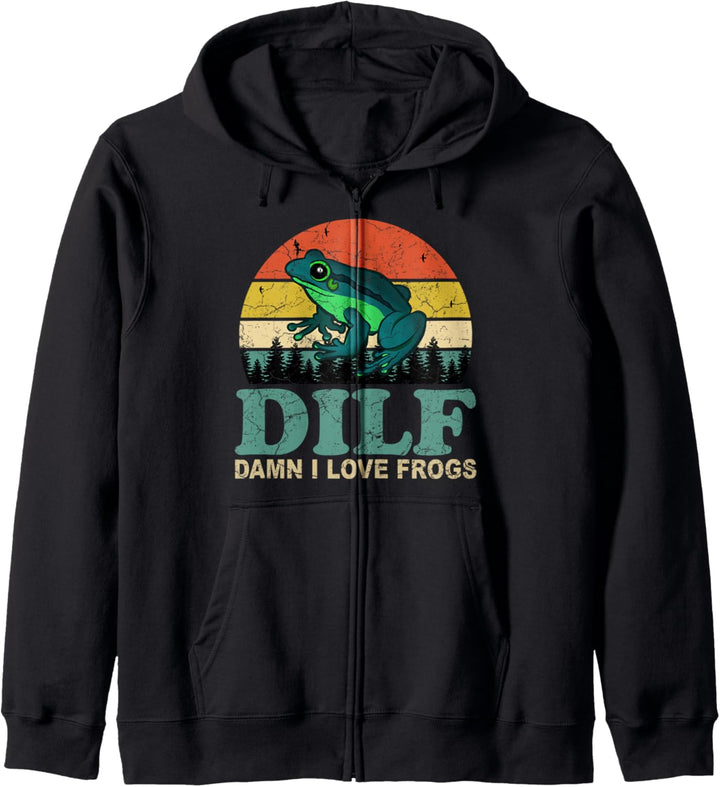 DILF-Damn I Love Frogs Funny Saying Frog-Amphibian Lovers Kapuzenjacke