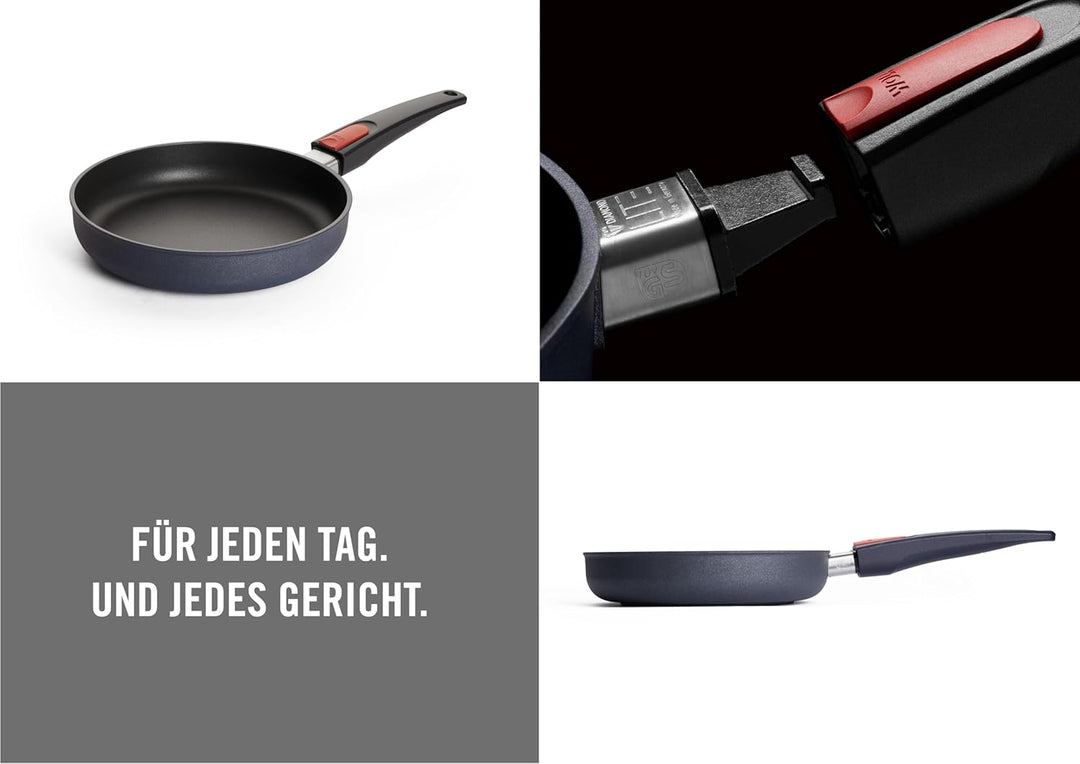 Woll Diamond Lite Flachpfanne - Induktiv -, Ø 22 cm, 5 cm hoch, mit abnehmbarem Stiel - Geeignet für