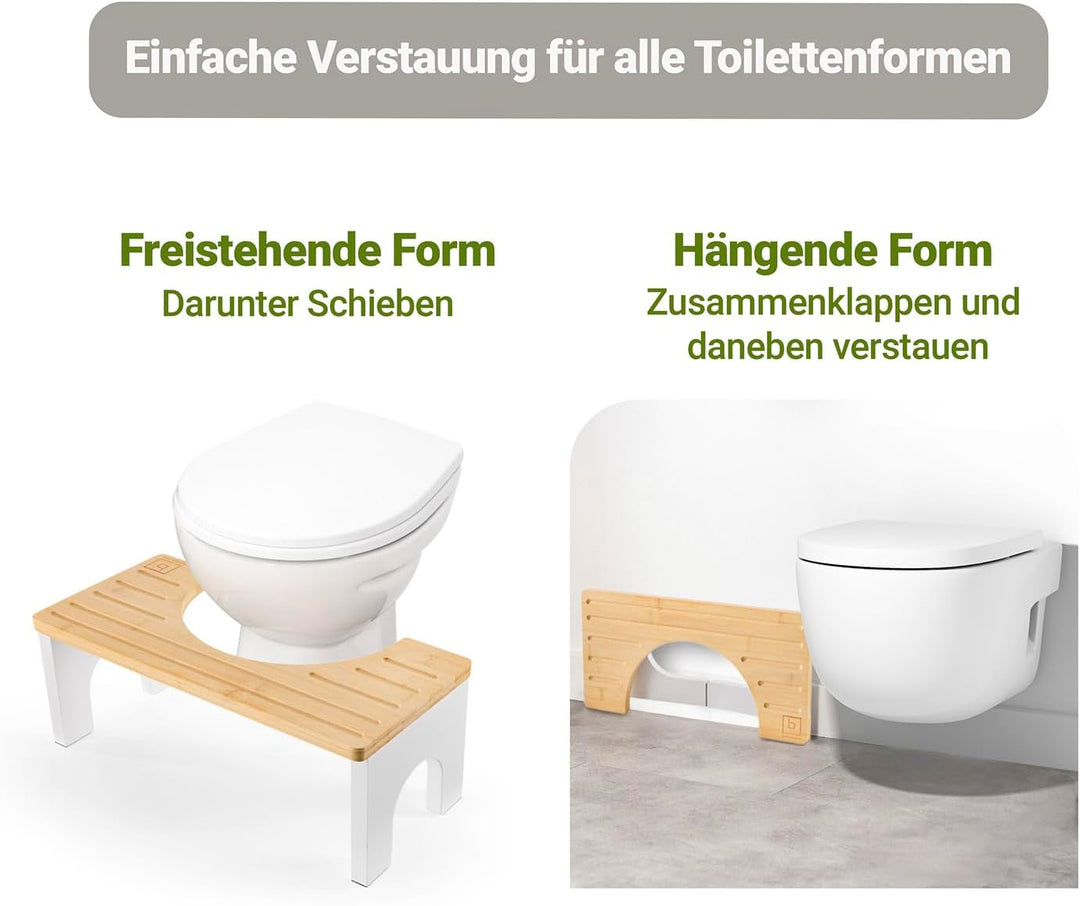 BENKSTEIN Toilettenhocker Erwachsene - Toilettenhocker Holz - Klohocker Toiletten Hocker - WC Hocker