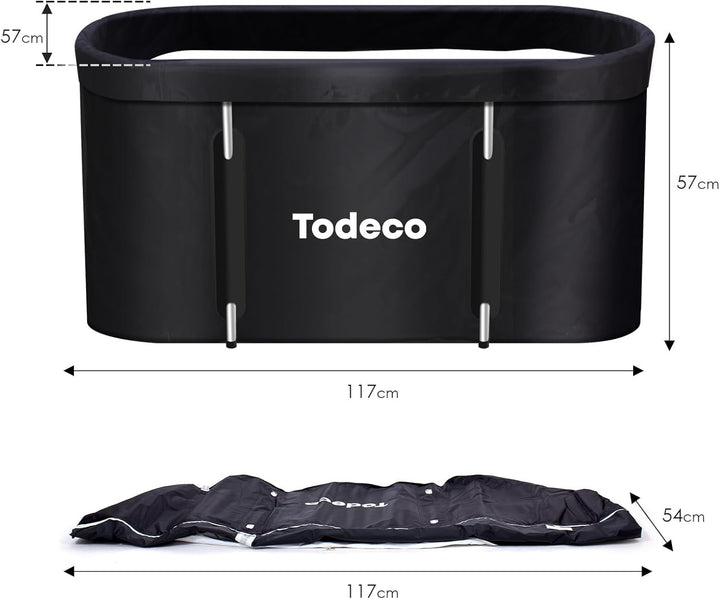 Todeco Faltbare Badewanne, Erwachsene Tragbarer Badewanne mit Metallrahmen 120x55x50cm, grosse Famil