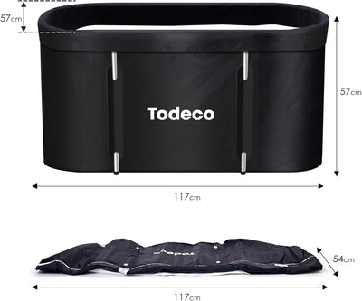 Todeco Faltbare Badewanne, Erwachsene Tragbarer Badewanne mit Metallrahmen 120x55x50cm, grosse Famil