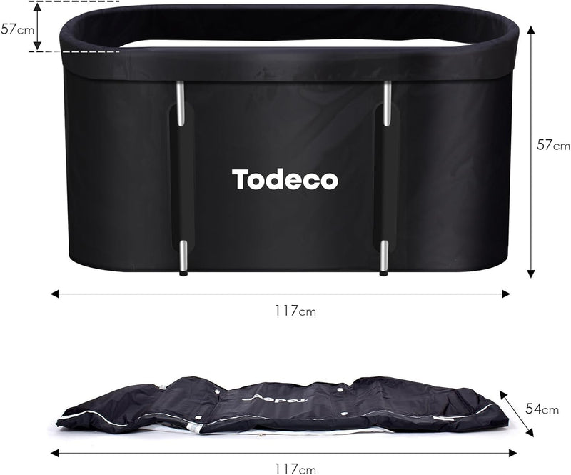 Todeco Faltbare Badewanne, Erwachsene Tragbarer Badewanne mit Metallrahmen 120x55x50cm, grosse Famil