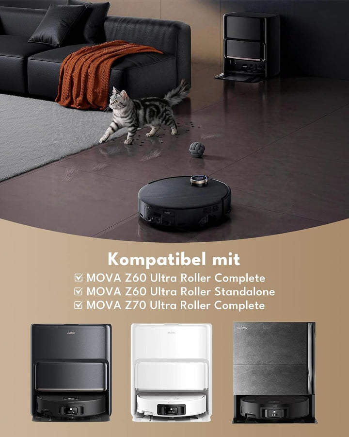 22 Stk. Zubehörsets für Mova Z60 Ultra Roller Complete/Standalone Saugroboter: 2 Hauptbürste, 2 Roll