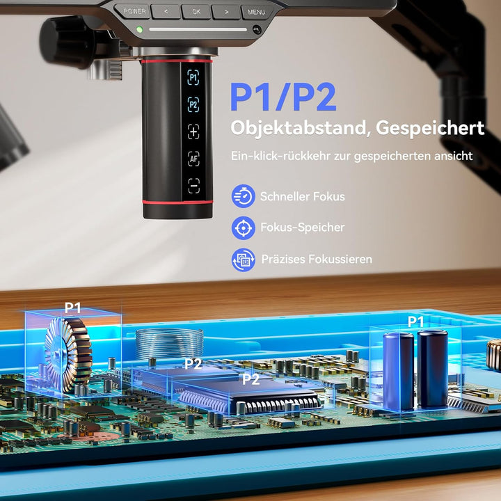 TOMLOV TM3K-AF Flex Autofokus Mikroskop Digital: HDMI IPS Münzvergrösserer mit Gen 6 Flex Arm & Verb