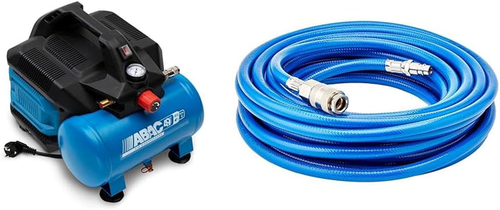 ABAC Geräuscharmer Tragbarer Luftkompressor EASE-AIR 6 & BGS 3250 Druckluftschlauch, 10 m, Innendurc