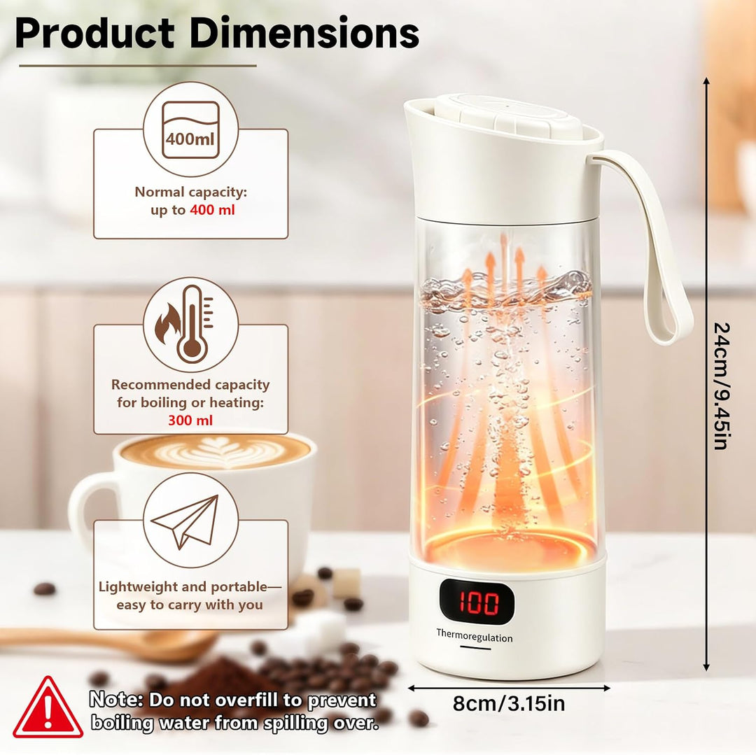 Reisewasserkocher Klein 400ml-4 Einstellbare Temperaturstufen Wasserkocher Reise von Tee Kaffee und