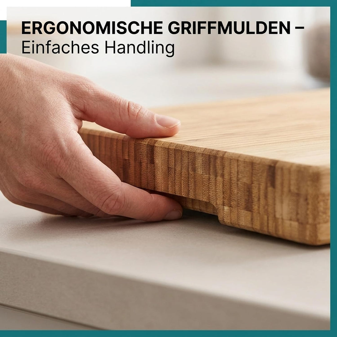 Relaxdays Hackbrett gestreift, Schneidbrett Bambus, pflegeleicht, HBT ca. 5,5 x 45 x 35 cm, massiver