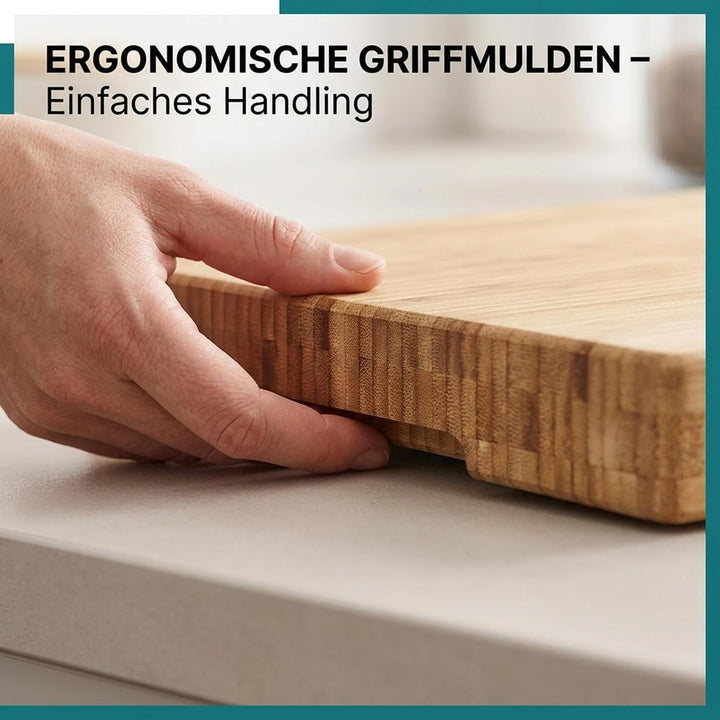 Relaxdays Hackbrett gestreift, Schneidbrett Bambus, pflegeleicht, HBT ca. 5,5 x 45 x 35 cm, massiver