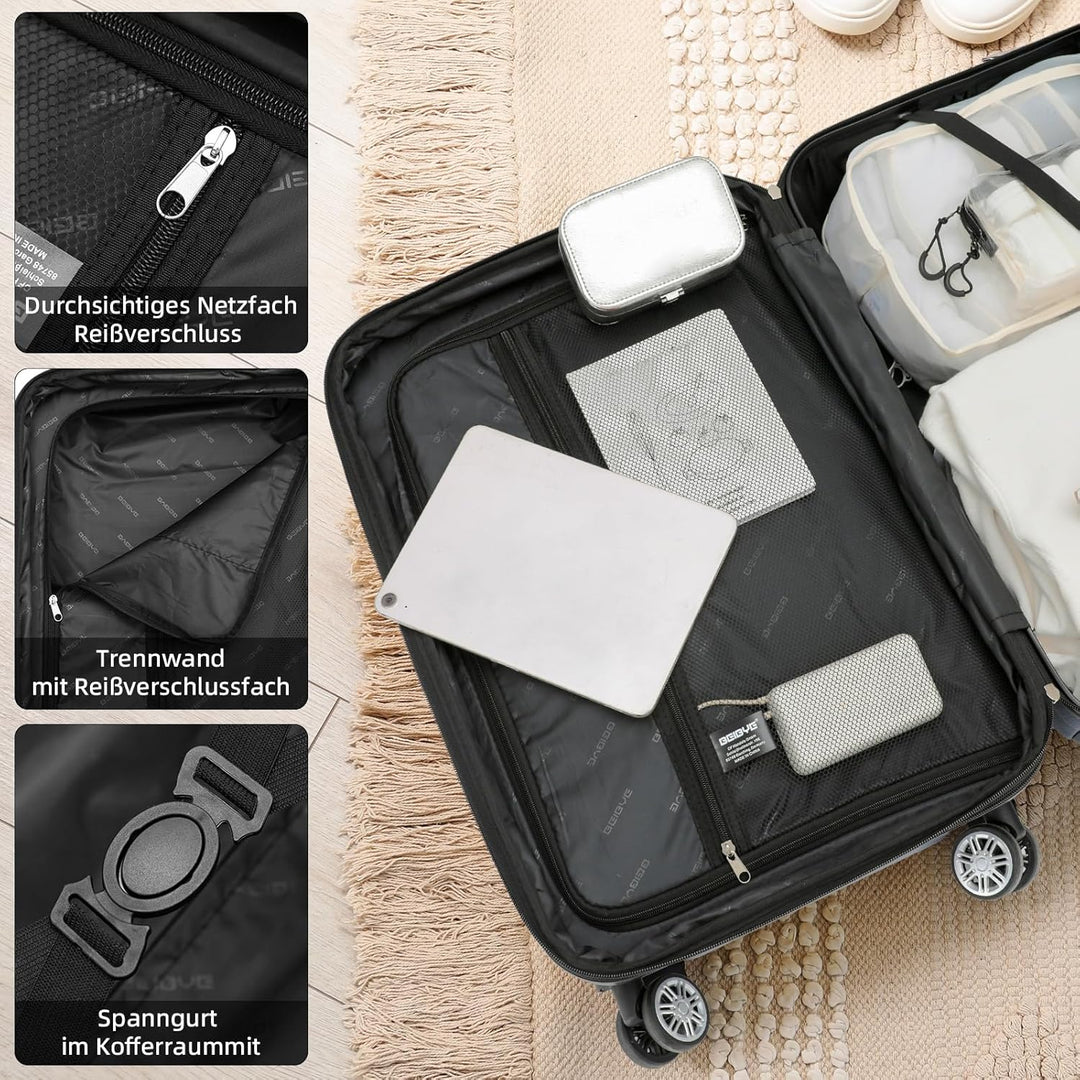 BEIBYE 2088 Zwillingsrollen Reisekoffer Koffer Trolleys Hartschale M-L-XL-Set in 13 Farben (Blau, L)