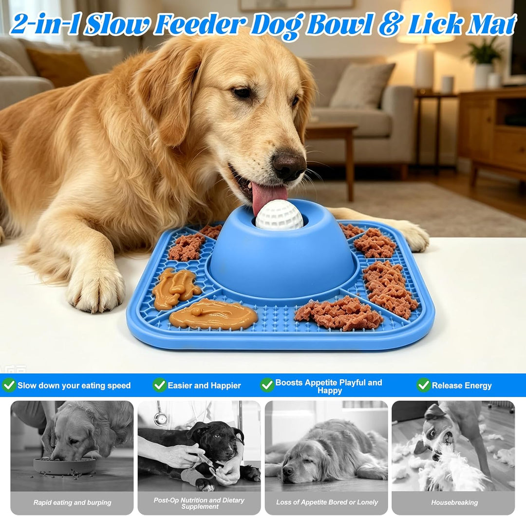 2-in-1 Schleckball Hundenapf & Schleckmatte Hund für Flüssige Dickflüssige Snacks,rutschfest Silikon