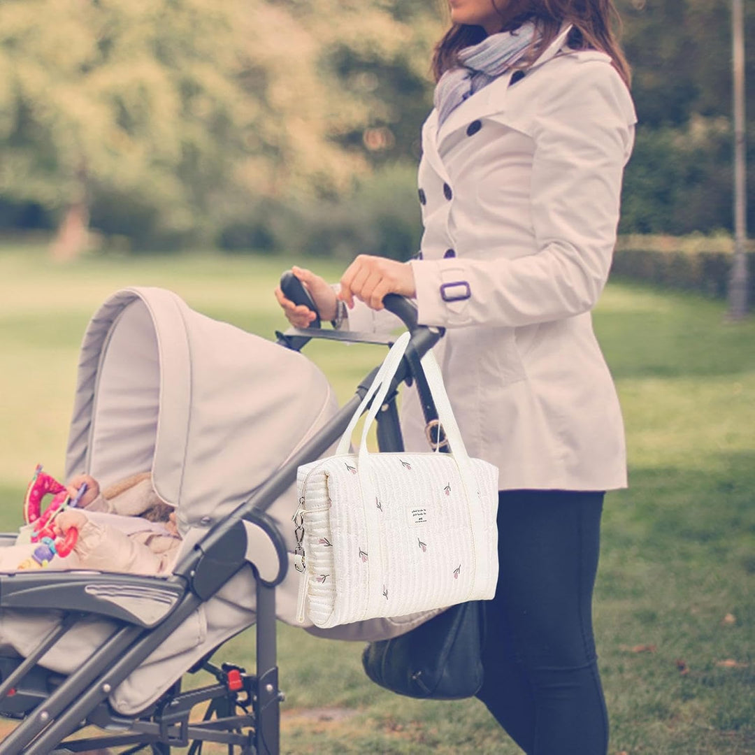 Wickeltasche für Babys, bestickt, Wickeltasche, grosse Kapazität, Baumwolle, grosse Kapazität, Baumw