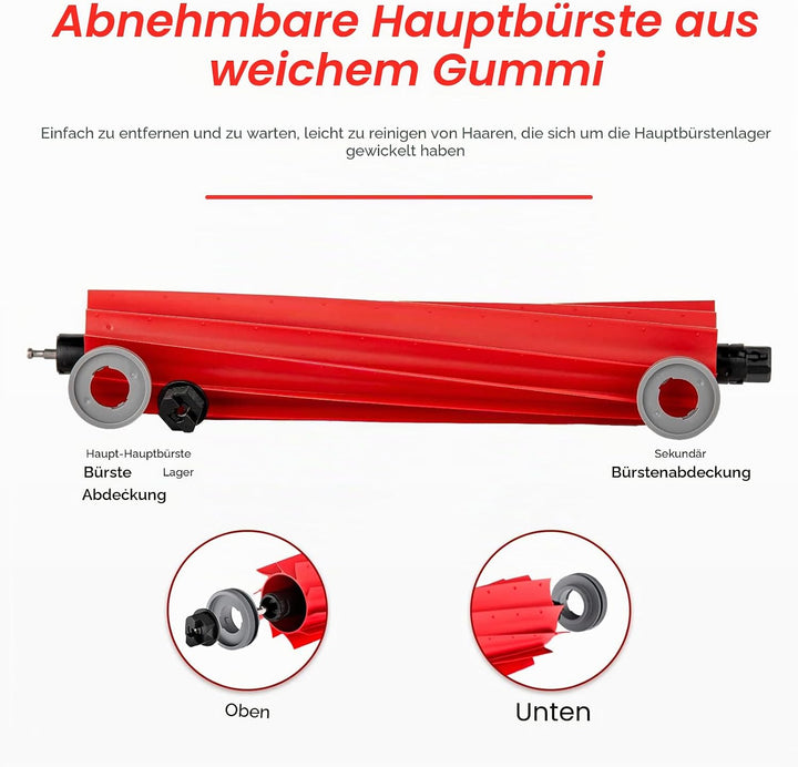 (4 Stück) Walzenbürsten Gummi Hauptbürste Ersatzteile für Roborock S7 S7+ S7 MaxV S7 MaxV Plus S7 Ma