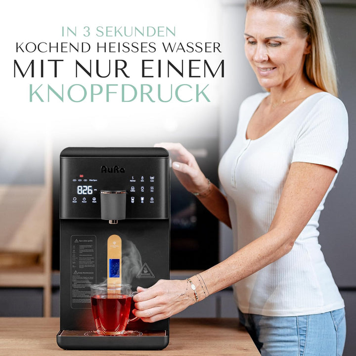 AuRa Osmoseanlage Trinkwasser [Ohne Tank] - Platzsparender Wasserfilter für reines Wasser, Heisswass