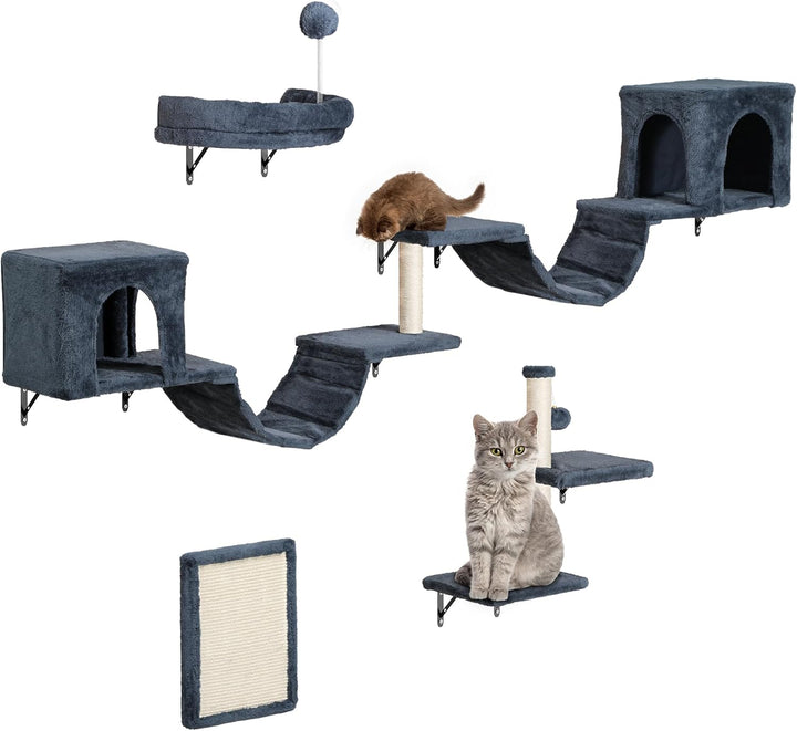 YITAHOME 8 PCS Katzenkletterwand-Set, Stabiles Plüsch-Klettergerät für Katzen, Katzenklettergerüst S