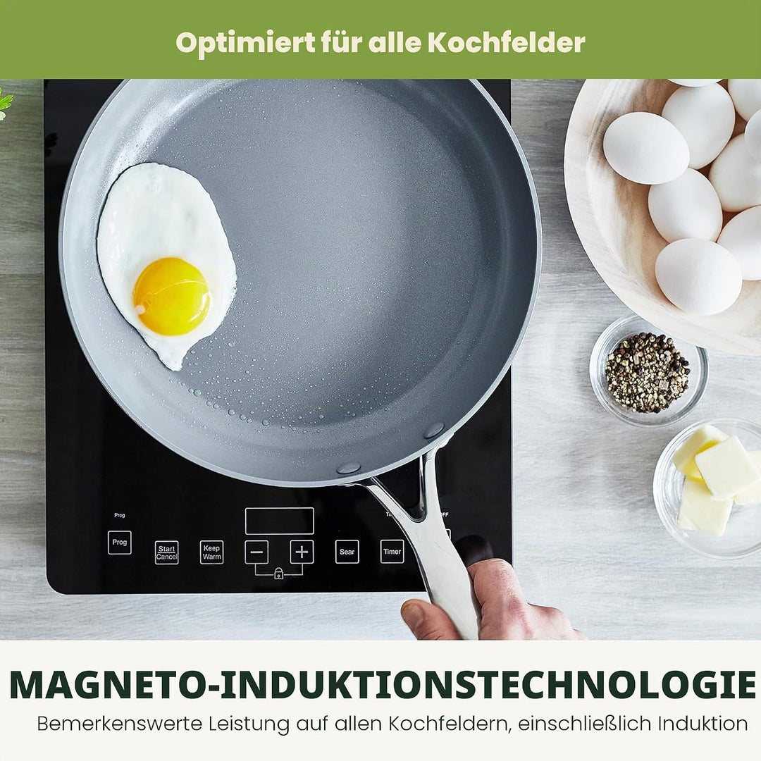 GreenPan Valencia Pro Harteloxierte Gesunde Keramik Antihaft 28 cm Bratpfanne, PFAS-frei, Edelstahl-