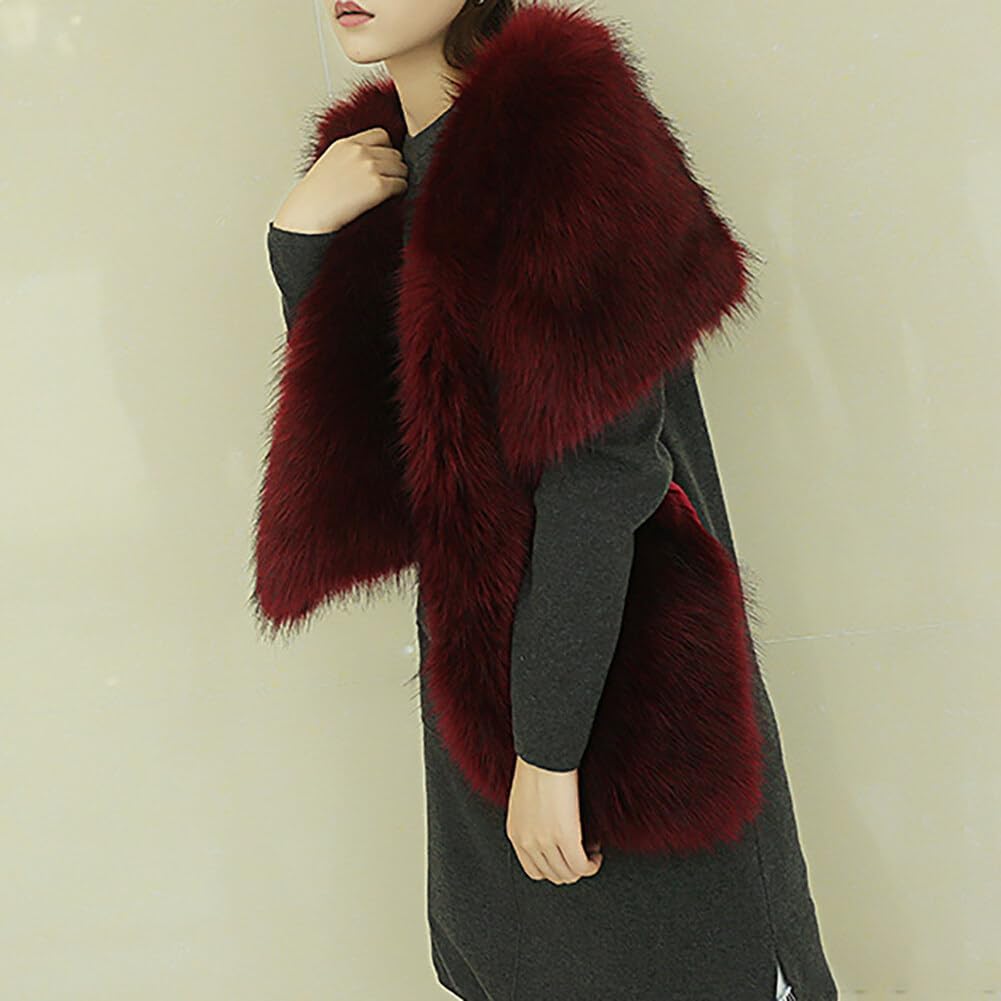 ISAKEN Damen Kunstfell Schals Braut Hochzeit Kunstpelz Schal Wrap Schwarz Braut Pelz Schal Stola Fur