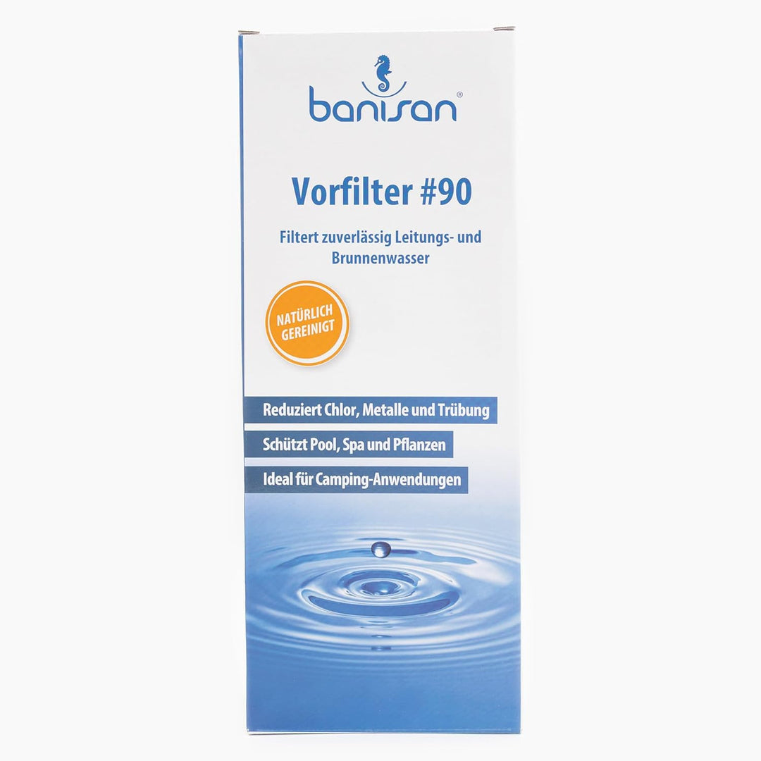 Vorfilter #90 für Leitungs- & Brunnenwasser – Schlauchfilter Set inkl. Messingadapter – für Pool/Whi