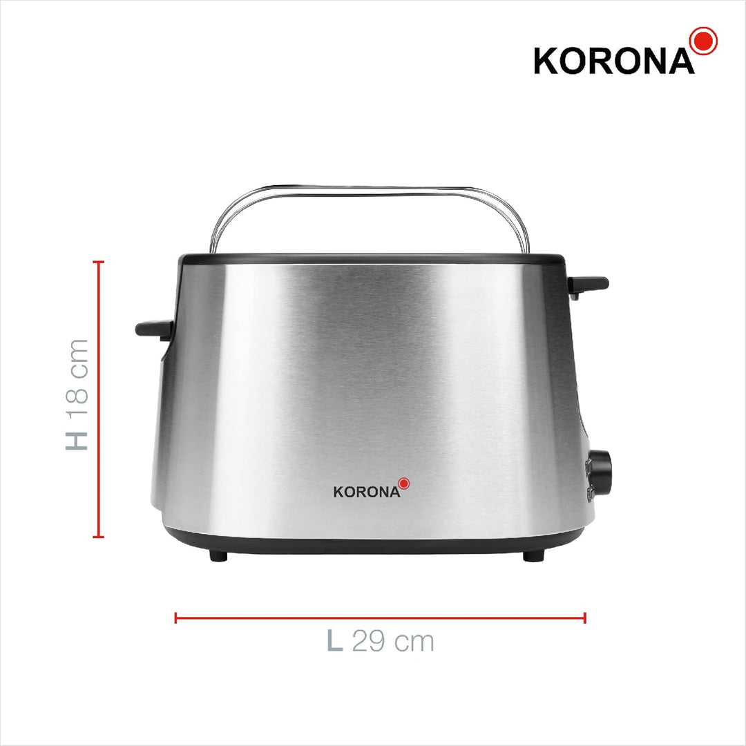 Korona 21255 Toaster | Hochwertiges Edelstahlgehäuse | Integrierter Brötchenaufsatz | Stufenlos eins