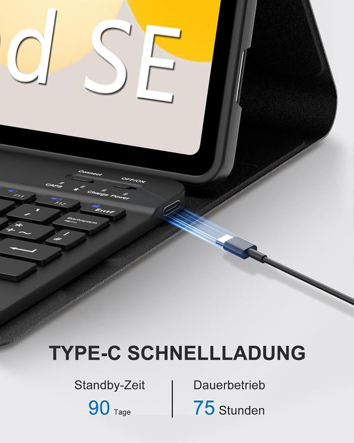 Hülle mit Tastatur für Xiaomi Redmi Pad SE 11 Zoll (2023), Abnehmbare Bluetooth 5.0 Keyboard Schutzh
