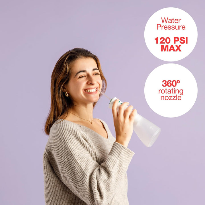 Solac – Munddusche Aqua Pulse, 320ml Tank, 120 Impulse/Min, 3 Druckstufen, Wiederaufladbarer Akku, 3