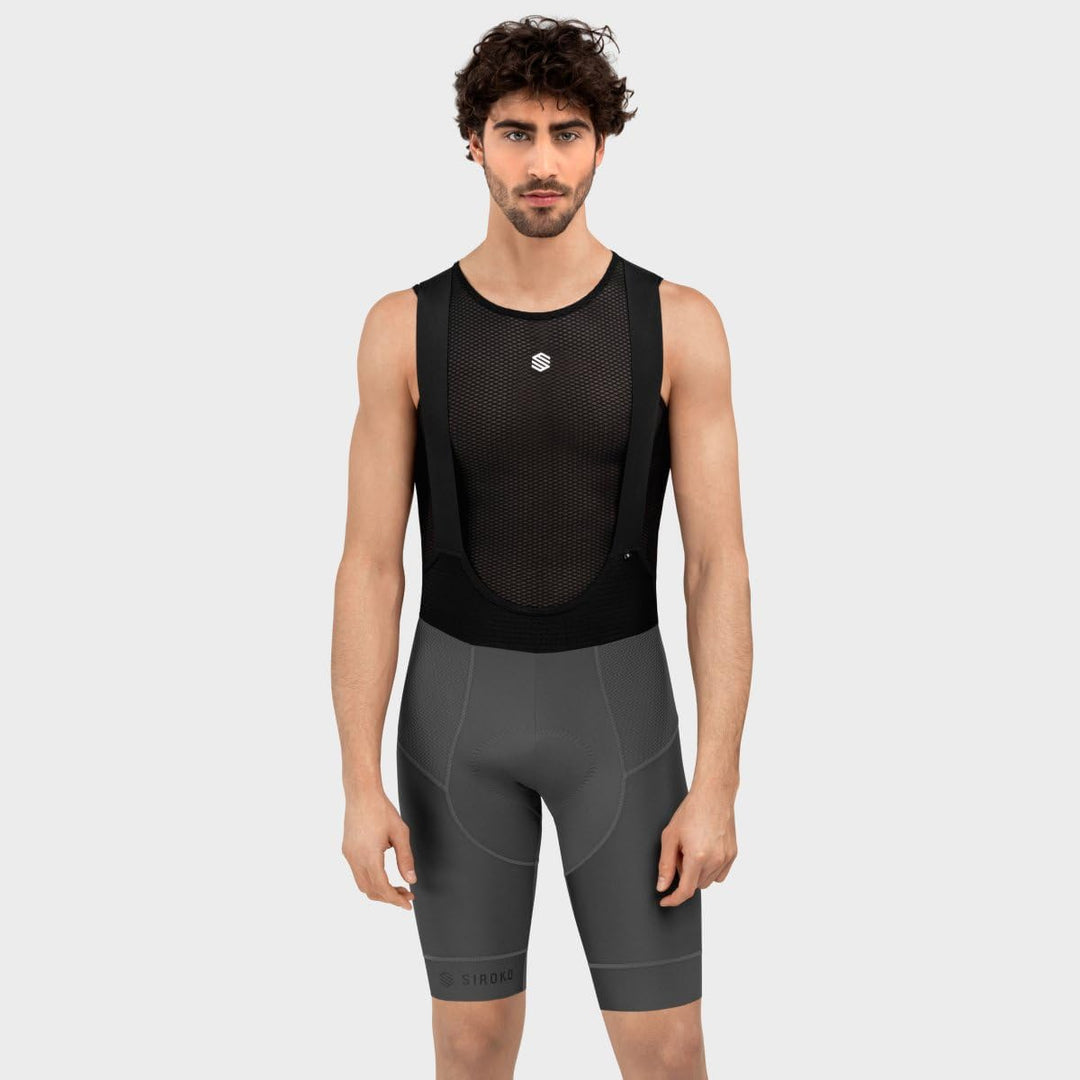 Kurze SRX Fahrrad-Trägerhose Herren Italienisches MITI Gewebe Doppelt Dichtes Sitzpolster XL Grau/Sc