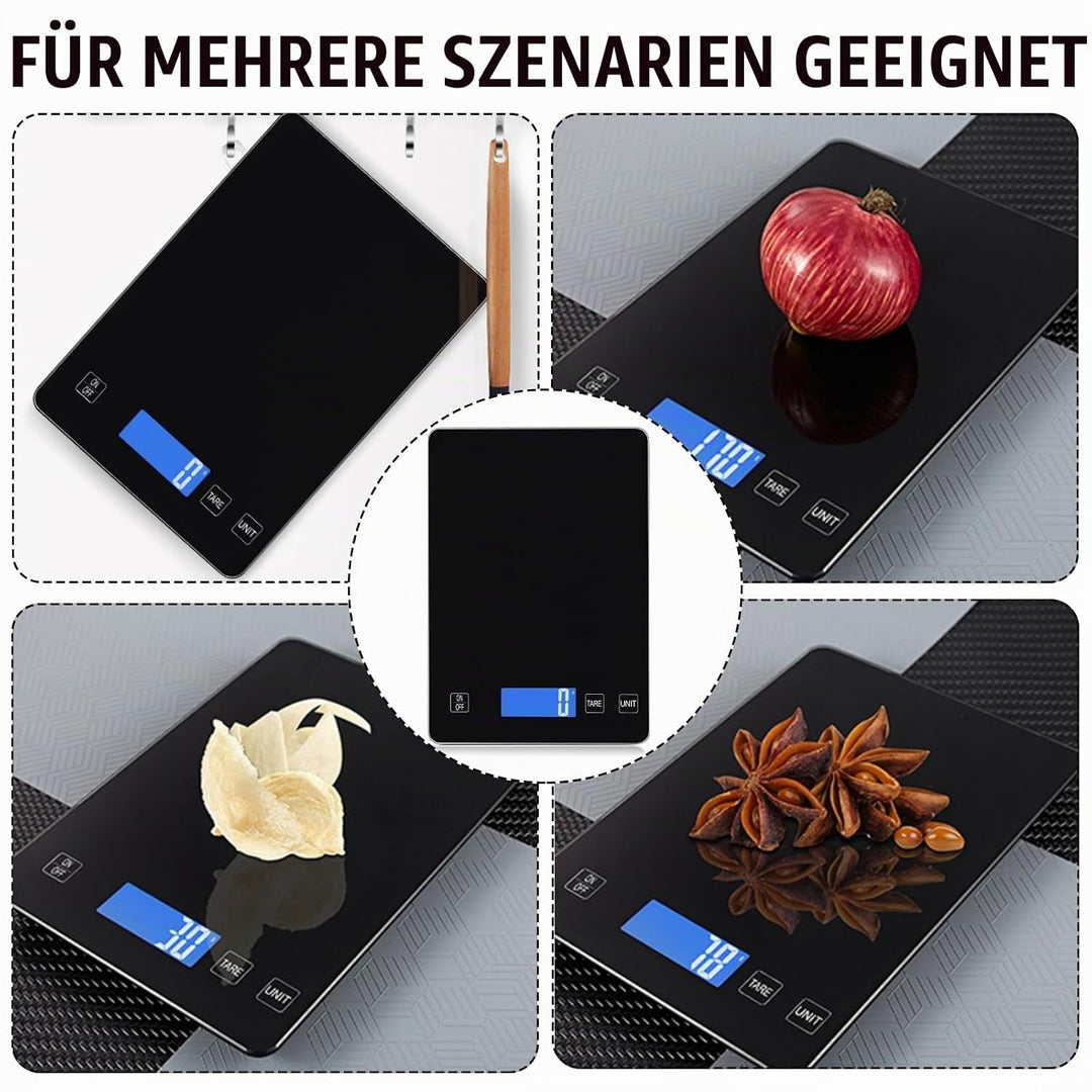 Küchenwaage Digital, 15kg/1g Waage Küchenwaage, USB Wiederaufladbare Digital Küchenwage mit Led Disp