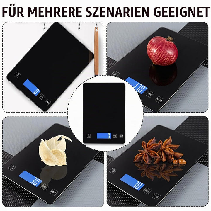 Küchenwaage Digital, 15kg/1g Waage Küchenwaage, USB Wiederaufladbare Digital Küchenwage mit Led Disp