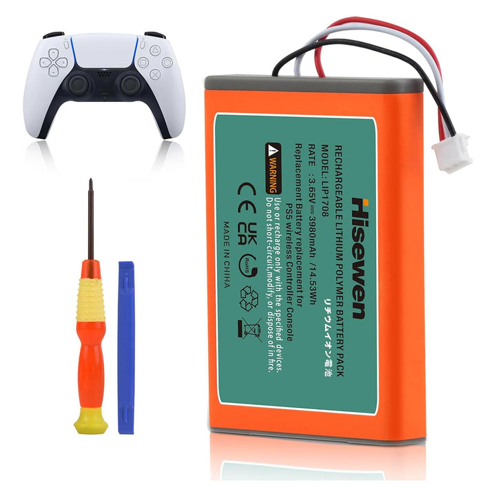 Hisewen 3980mAh PS5 Controller Akku für Sony Playstation 5 LIP1708 Dualsense CFI-ZCT1W CFI-ZCT1J Con